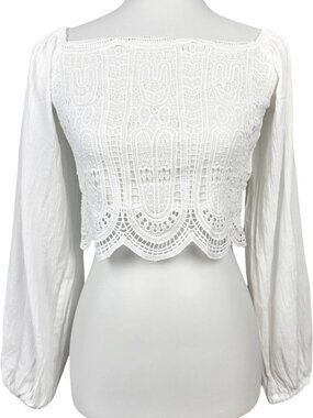 Vintage Y2K Bebe Top White Crochet Romantic Festival Womens Small